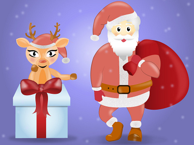 Santa & Deer design graphic design illustration vector