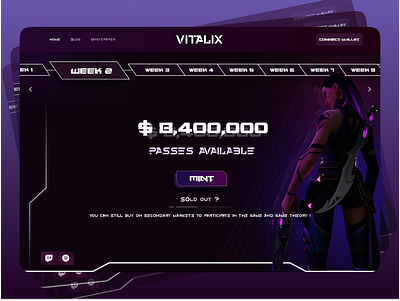 "VITALIX" Gaming Landing Page animation art branding crypto cryptocurrecy gaming gaming landing page landing page landingpage design mint nft nft collection nft marketplace mint ui ui ux ui ux designer uidesign uiux uxdesign web design