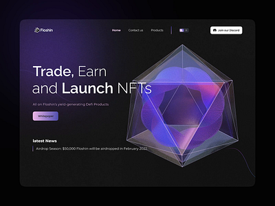 "Floshin" website design concept 3d design 3d objects branding crypto crypto currency dark mode design illustration landing page landing page design nft nft landing page nft marketplace trade website ui ui deisgner ui ux ui ux designer web designer