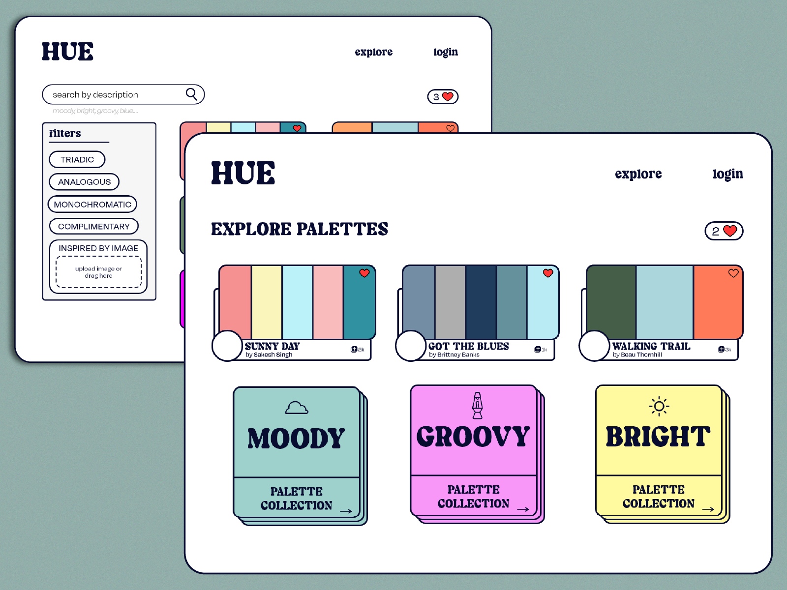HUE color palette generator UI Design by Sydnee Cearlock on Dribbble