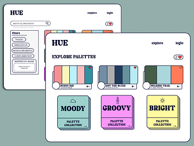 HUE - color palette generator UI Design branding design graphic design illustration typography ui ux