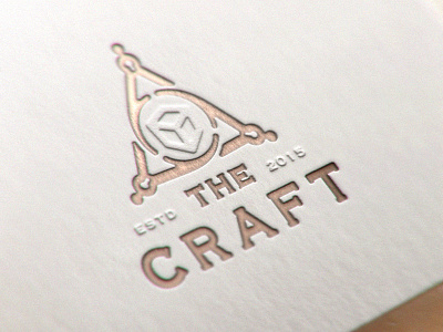 Copper Craft 3d architecture compass copper foil cube emboss logo magic mock up vintage