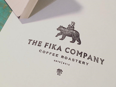 Fika Stamped badge coffee emblem gree logo monogram stamp vintage