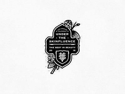 Under Badge badge emblem engraving etching flower linework monogram