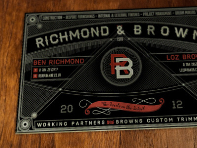 Richmond & Brown business cards lettering logo shadow texture type typography vintage