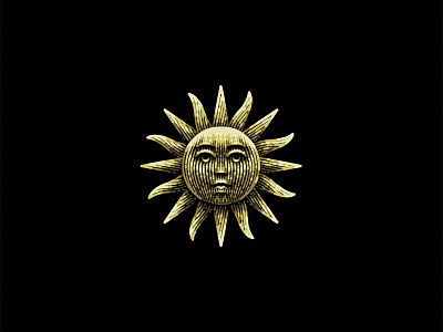 Sun brand etching graphic designer illustration logo sun vintage