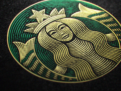 Star concept etching logo scratchboard