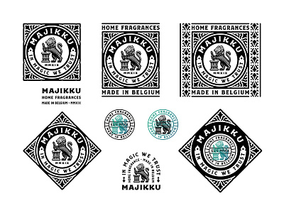 Magic badge branding etching lion logo vintage