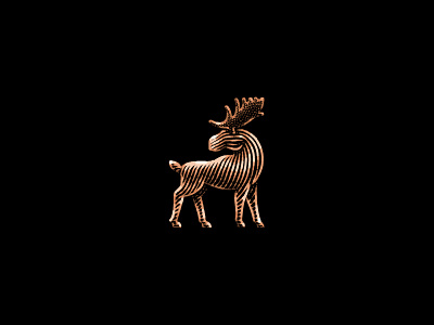 Moose animal antler etching illustration logo logo design