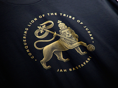 Jah Lion engraving etching gold lion