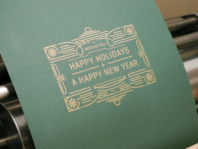 Happy Holidays Card art deco art nouveau card holiday illustration letterpress metallic print typography victorian