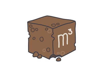 m3 brown cube illustration simple square meter turf