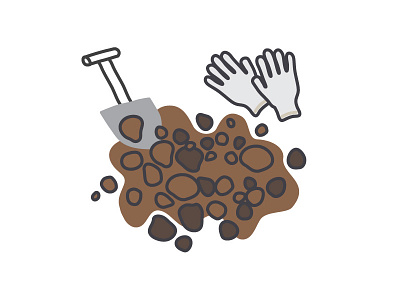 Planting brown gloves ground illustration planting shovel simple soil