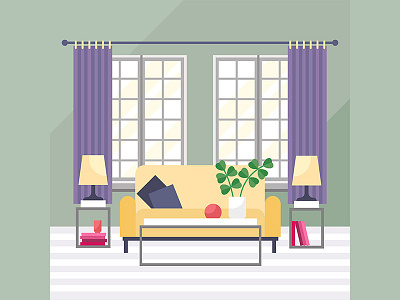 Free living room flat interior design background background couch design flat illustration free furniture interior living room vector window