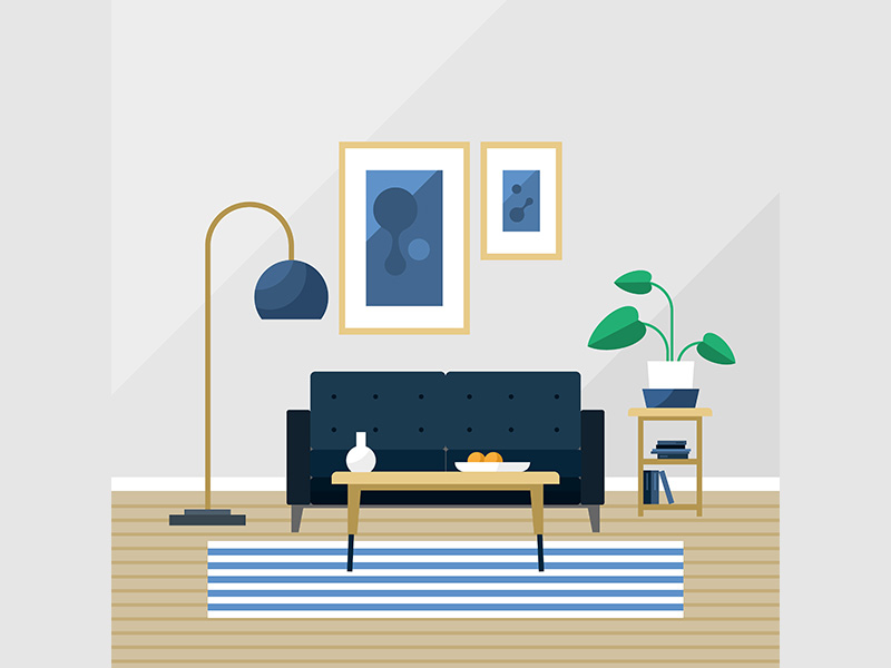 Free living room flat interior design background by 