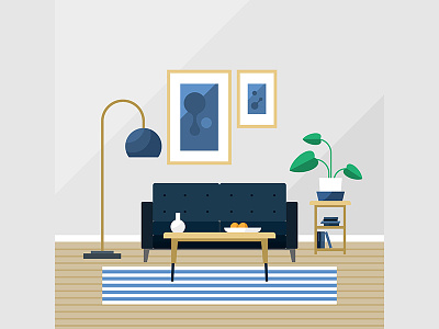 Free living room flat interior design background by VectorMine on Dribbble