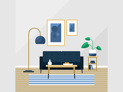 Free living room flat interior design background