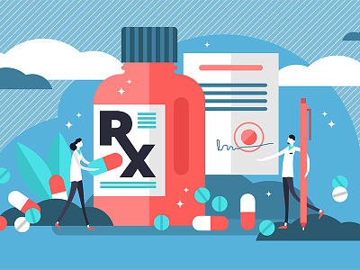 Rx Prescription Drugs concept doctor drug flat healthcare healthcare app illustration medical medicine pill prescription recipe rx vector