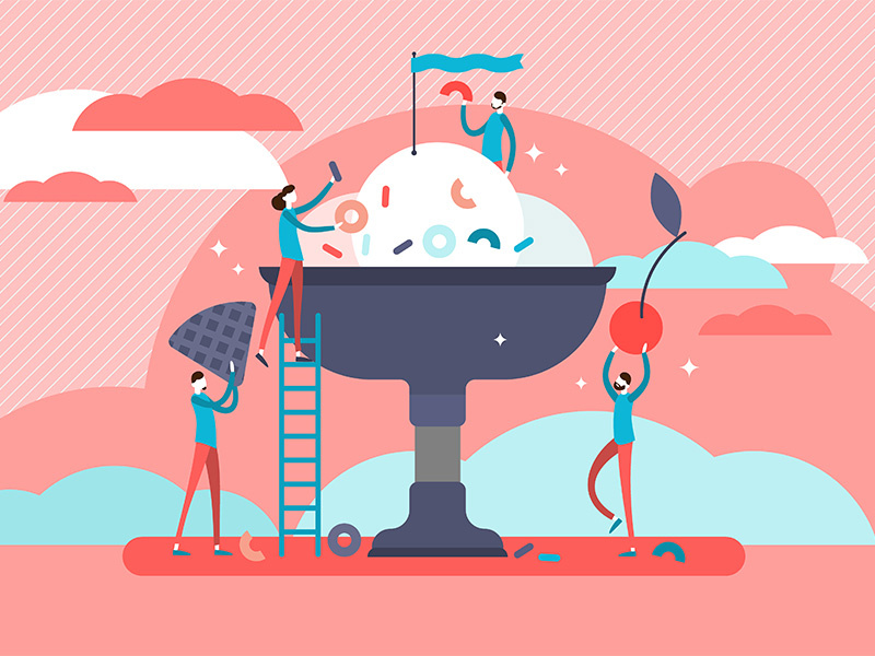 Dessert cooking concept illustration vector concept flat kitchen food team sweets cooking dessert