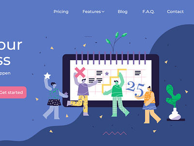 Planning abstract landing page illustration abstract illustration agenda business calendar dates deadline flat illustration landing page management marketing persons planning project strategy team teamwork timeline web workflow