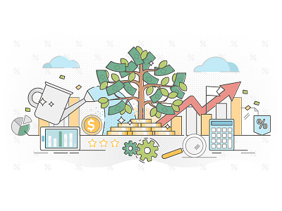 Investment concept bank business cash coin concept economy finance flat growth illustration income investment market money profit savings success symbol vector wealth