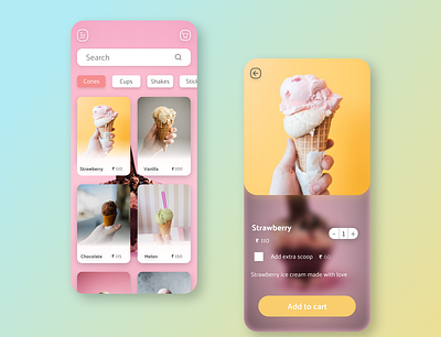 Ice Cream Therapy adobe xd app app design branding cafe design figma graphic design icecream icon illustration logo menu ui
