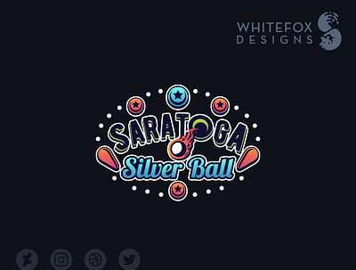 Saratoga Silver Ball Logo branding design logo pinball saratoga silver vector