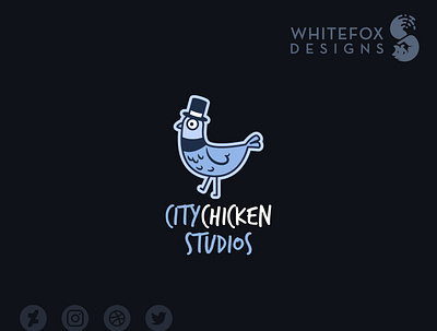 city chicken Logo bird branding cute design funny logo pigeon tophat vector