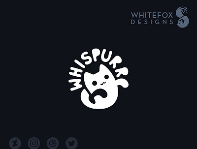 Whispurr Logo branding cat cute design feline funny ghost logo vector