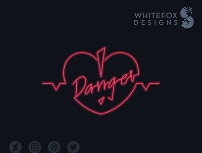 Danger Logo branding danger heart heartbeat logo neon neon light vector