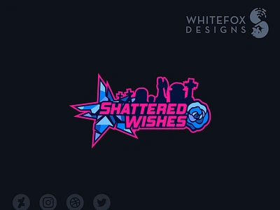 Shattered Wishes Logo branding cemetery design logo rose shattered star tombstones vector