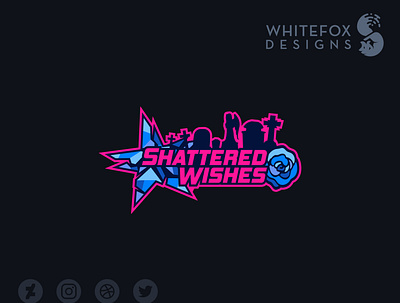 Shattered Wishes Logo branding cemetery design logo rose shattered star tombstones vector