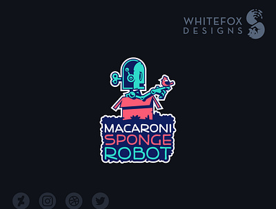 Macaroni Sponge Robot Logo bird branding cute design logo robot scifi vector