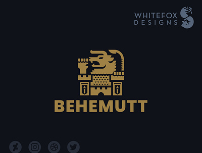 BEHEMUTT Logo behemoth branding castle crest design fantasy logo monster vector