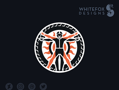 Vitrubian-man branding design graphic design identity design logo rider skull vector vitrubian