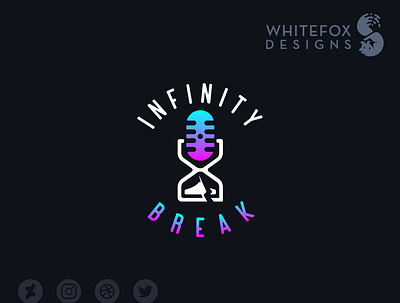 Infinity Break branding clock design hourglass logo microphone sand vector