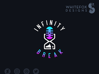 Infinity Break branding clock design hourglass logo microphone sand vector