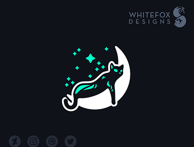 Lunaire branding cat design feline logo moon night vector