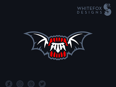 ATA bat bat wings branding design fangs logo vampire vector wings