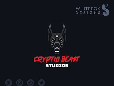 Cryptid Beast Studios beast branding canine design dog fangs logo monster three eyes vector