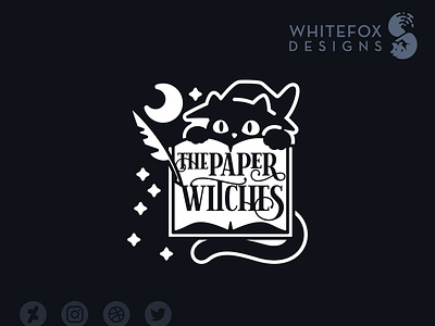 The Paper Witches branding cat cute design feline logo vector witch
