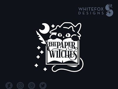 The Paper Witches branding cat cute design feline logo vector witch