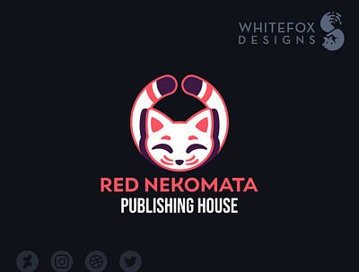 Red Nekomata branding cat design feline logo neko nekomata vector