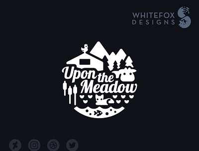 Upon the Meadow branding chicken cow cute design farm logo meadow nature vector