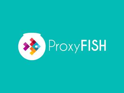Proxyfish bowl colorful fish logo pixels proxy