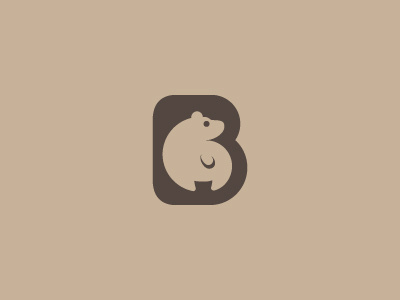 B Bear adorable b bear chubby cute logo round
