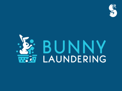 Bunny Laundering Logo bunny cleaning cute funny laundry nature soap vector