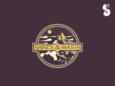 Saints Of The Oasis Logo cats desert felines moon night sky oasis story