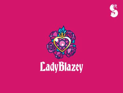 LadyBlazey Logo branding design crown fire heart identity design jewel logo magical magical girl roses