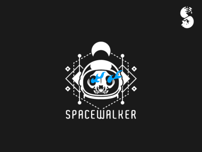 Spacewalker Logo astronaut branding cat flames helmet logo moon skull space symbolic vector